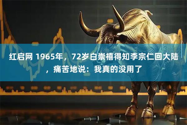 红启网 1965年，72岁白崇禧得知李宗仁回大陆，痛苦地说：我真的没用了